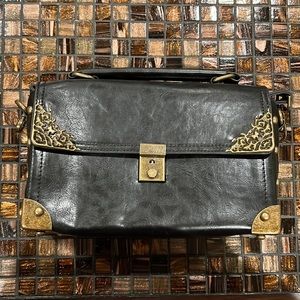 nüG Brown Locking Bag with Metal Detailing